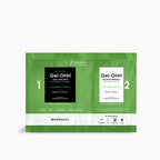 Empaque verde de producto de pedicura, olor Cannabis Sativa. Presenta dos sobres de baño jelly Gel-Ohh!: uno para el baño con textura de gelatina y otro para disolverla.