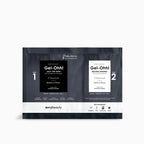 Empaque gris de producto de pedicura, olor Charcoal. Presenta dos sobres de baño jelly Gel-Ohh!: uno para el baño con textura de gelatina y otro para disolverla.