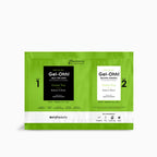 Empaque verde lima de producto de pedicura, olor Green Tea. Presenta dos sobres de baño jelly Gel-Ohh!: uno para el baño con textura de gelatina y otro para disolverla.