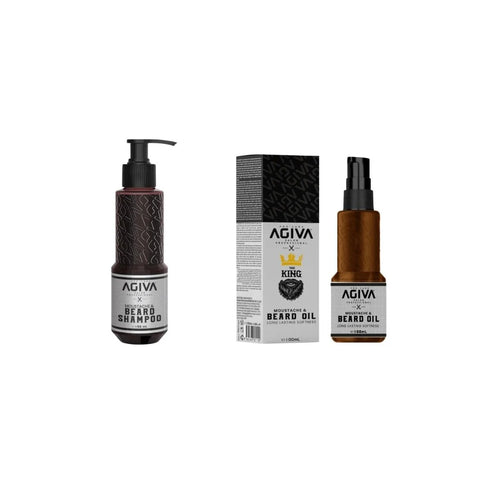 Emotion Beauty Supply AGIVA BEARD SET 2PCS SHAMPOO 5.07OZ OIL 3.38OZ