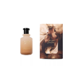 Botella de perfume de Michael Malul en tono durazno junto a su caja Latte+ Nectar, con imágenes en cálidos tonos crema y marrón y elegantes letras doradas.