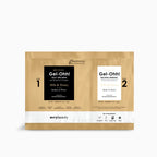 Empaque crema de producto de pedicura, olor Milk & Honey. Presenta dos sobres de baño jelly Gel-Ohh!: uno para el baño con textura de gelatina y otro para disolverla.