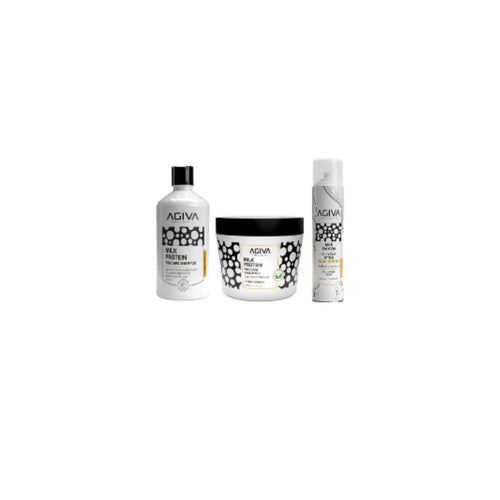 Emotion Beauty Supply AGIVA CARE & BEAUTY MILK PROTEIN KIT 3PCS SHAMPOO 500ML, MASK 300ML, SPRAY 250 ML