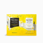 Empaque amarillo de producto de pedicura, olor Pineapple Breeze. Presenta dos sobres de baño jelly Gel-Ohh!: uno para el baño con textura de gelatina y otro para disolverla.