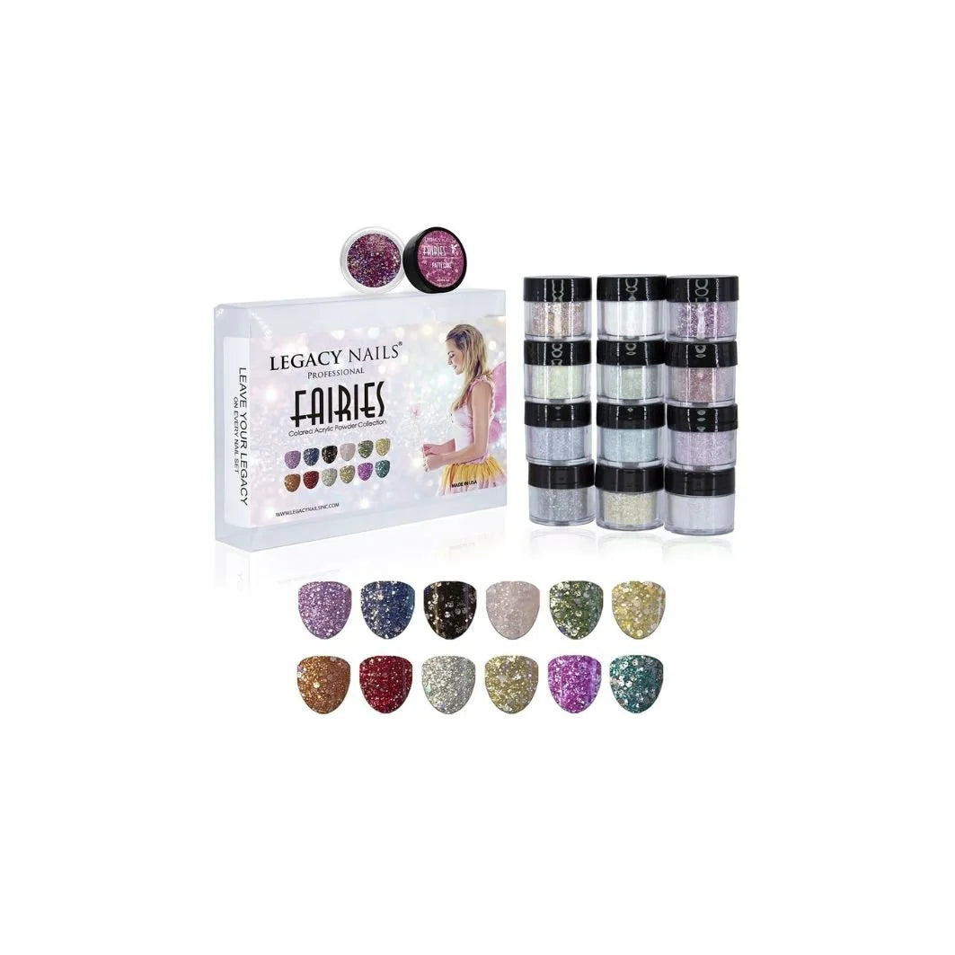 Emotion Beauty Supply LEGACY NAILS ACRYLIC NAIL POWDER FAIRIES COLLECTION Coleccion 12pcs