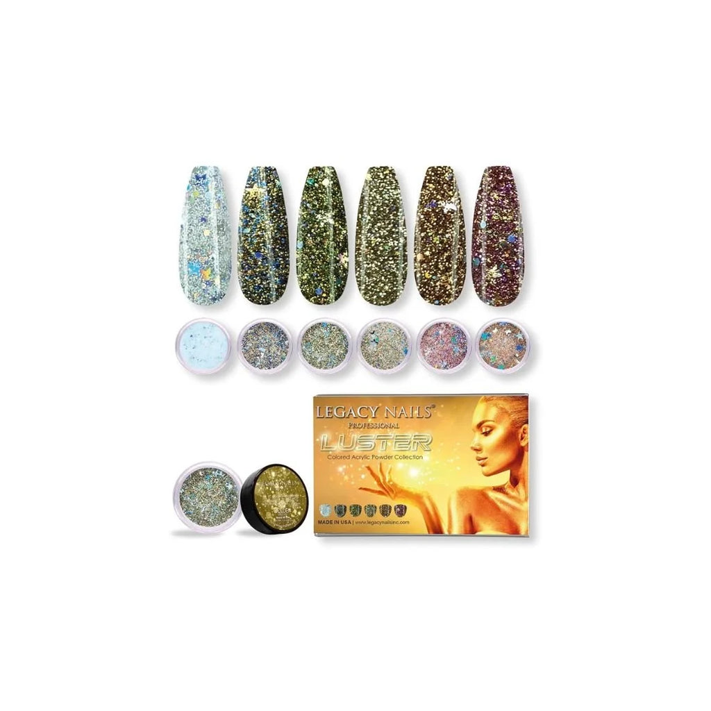 Emotion Beauty Supply LEGACY NAILS ACRYLIC NAIL POWDER LUSTER COLLECTION Coleccion 6pcs