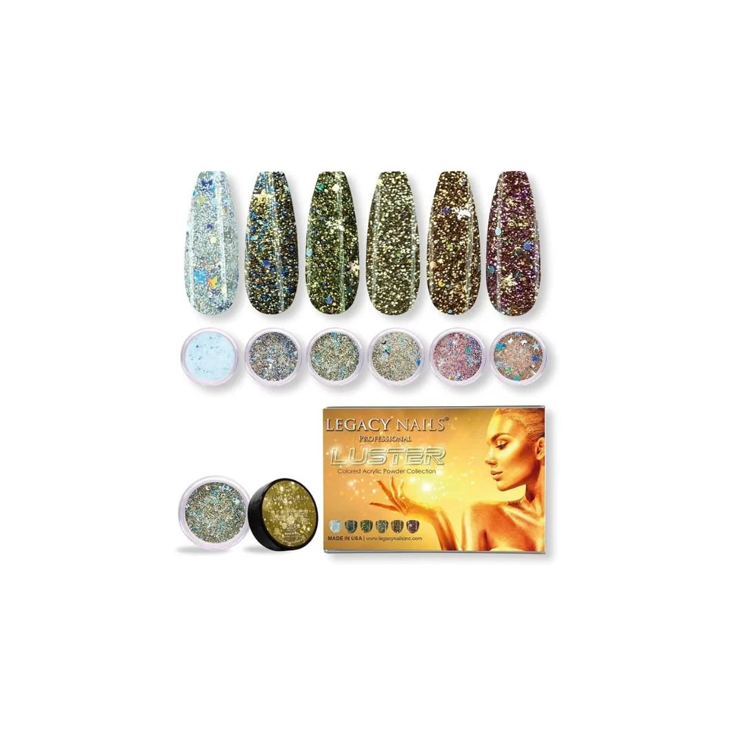 Emotion Beauty Supply LEGACY NAILS ACRYLIC NAIL POWDER LUSTER COLLECTION Coleccion 6pcs
