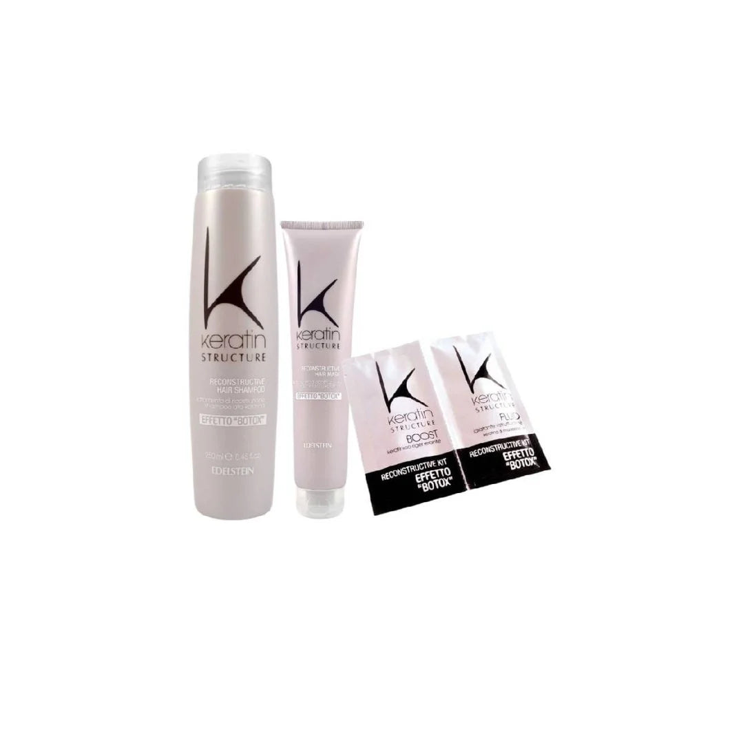 KERATIN KERATIN STRUCTURE EFFETTO BOTOX 3PCS SHAMPOO 8.45oz MASK 5.91oz RECONSTRUCTIVE BOOST + FLUID 12ML C/U Perfume