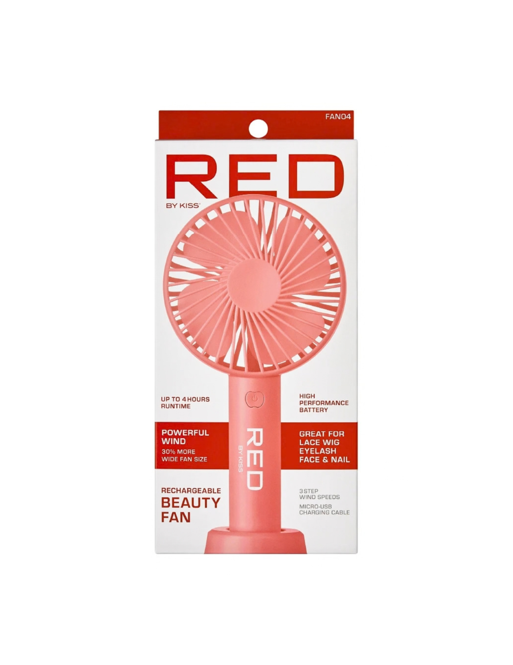 Red by Kiss RED BY KISS RECHARGEABLE BEAUTY FAN Beauty Fan Pink