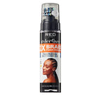 Un frasco negro de mousse para trenzas de RED by Kiss con tapa transparente, etiquetado como "All New Fluff Foam" y "Extra Nourishing", sobre fondo blanco.