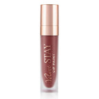 Tubo de Lip Paint rojo vino de Beauty Creations con tapa rose-gold reflectante sobre un fondo blanco limpio, transmitiendo un look de producto de belleza pulido y elegante.